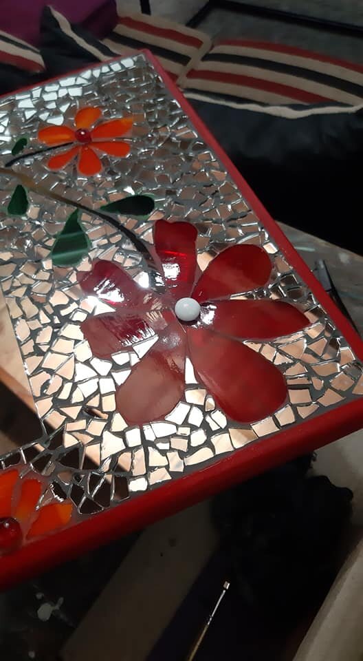 Espejo mosaico Flores rojas · 80 × 60 - 3